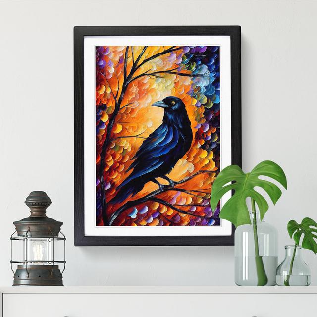 Raven Bird Vol.2 - Single Picture Frame Painting Marlow Home Co. Size: 34cm H x 25cm W x 2cm D, Frame Option: Oak on Productcaster.