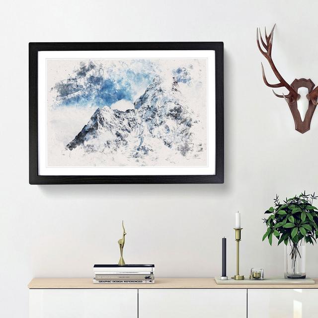 Ama Dablam Mountain in Nepal Watercolour - Picture Frame Graphic Art Print East Urban Home Frame Option: Black Framed, Size: 45cm H x 63cm W x 2cm D on Productcaster.