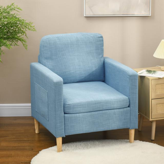 Markeese Upholstered Armchair 17 Stories Upholstery Colour: Blue 100% Polyester on Productcaster.