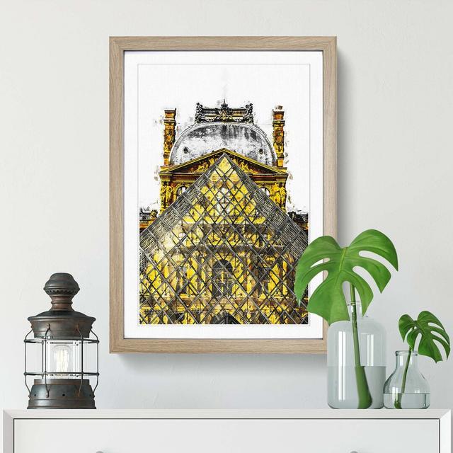 Louvre Museum in Paris France - Picture Frame Graphic Art Print East Urban Home Frame Option: Oak, Size: 60cm H x 40cm W x 2cm D on Productcaster.