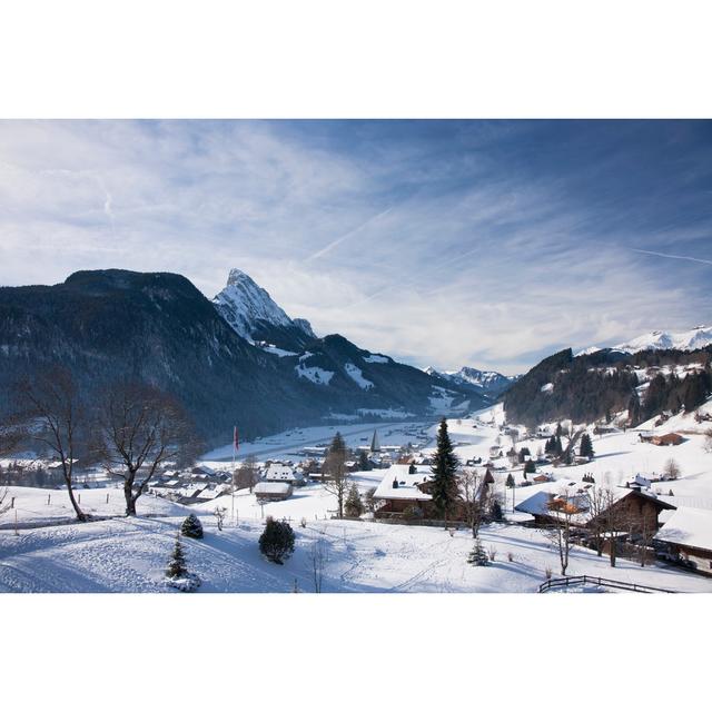 Landscape Of Gstaad In Switzerland, With Snow In Winter Union Rustic Size: 20cm H x 30cm W x 3.8cm D on Productcaster.