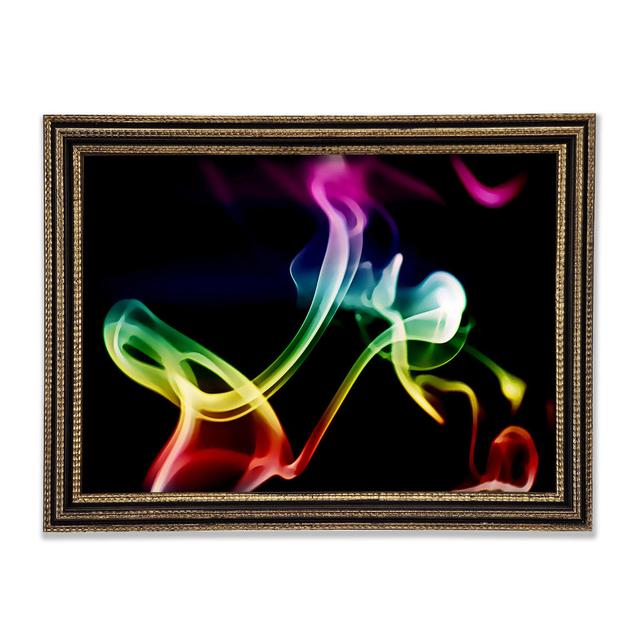 Rainbow Smoke On Black Framed Print Ebern Designs Size: 29.1cm H x 42cm W on Productcaster.