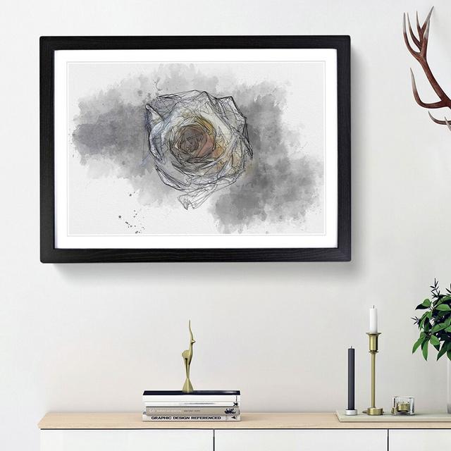 A Crisp White Rose - Picture Frame Painting Print East Urban Home Frame Option: Black Framed, Size: 40cm H x 60cm W x 2cm D on Productcaster.