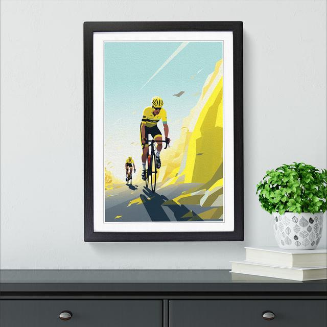 XYZ-FRM-V1223-6207 Tour De France Minimalism - Single Picture Frame Print on Wood Big Box Art Size: 64cm H x 46cm W x 2cm D, Frame Colour: Black on Productcaster.