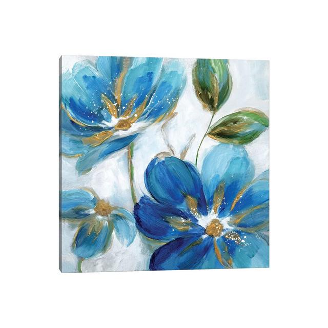 Flowering Blues II by Nan - Print on Canvas Ebern Designs Size: 93.98cm H x 93.98cm W x 1.91cm D, Format: Wrapped Canvas on Productcaster.