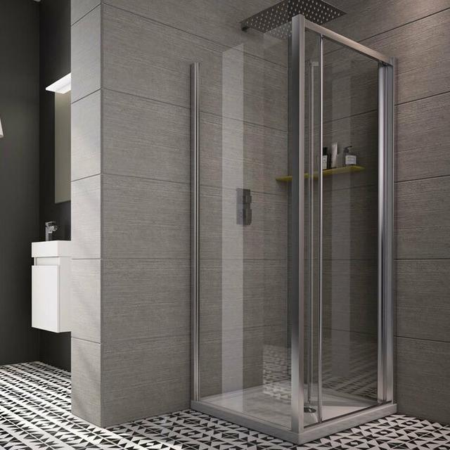 Chapa 1850mm H Pivot Semi-Frameless Shower Door with Clear Glass Belfry Bathroom Orientation: Left-handed on Productcaster.