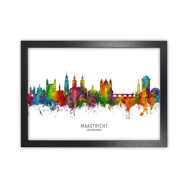 Maastricht Netherlands Skyline by Michael Tompsett - Graphic Art Latitude Run Format: Black Framed, Size: 46cm H x 63cm W x 3cm D on Productcaster.