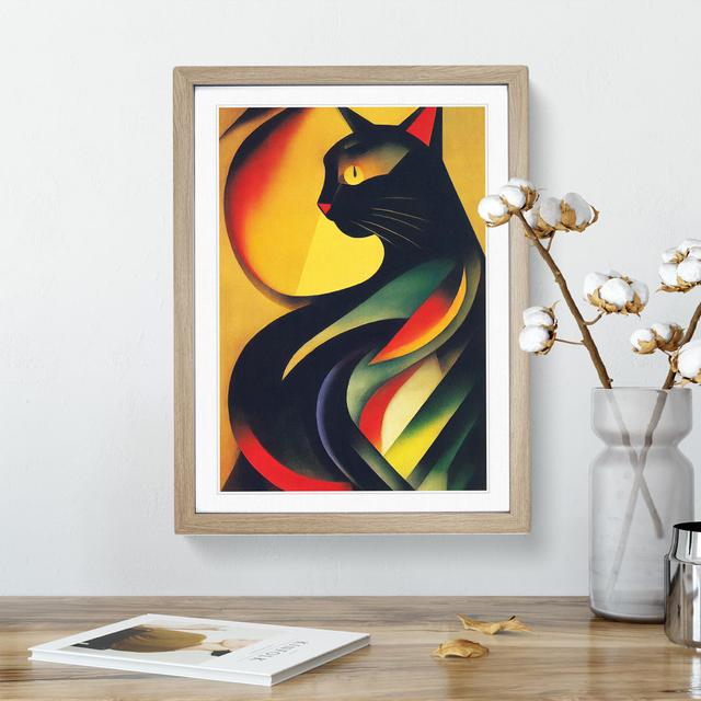 Magical Cat Abstract - Picture Frame Graphic Art Marlow Home Co. Frame Colour: Oak, Size: 34cm H x 25cm W x 2cm D on Productcaster.