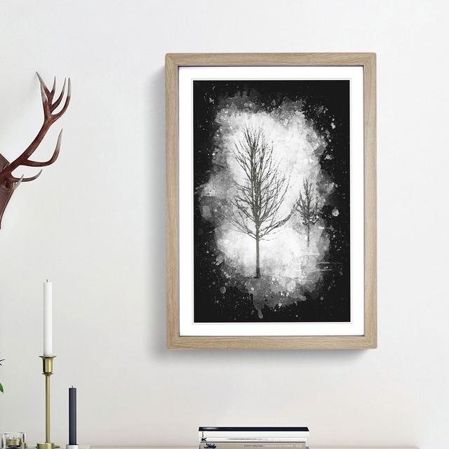 Winter Trees Abstract - Picture Frame Graphic Art Print East Urban Home Size: 87cm H x 62cm W x 2cm D, Frame Option: Oak Framed on Productcaster.