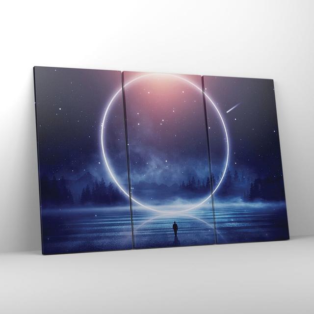 Fantasy Ring Cosmos - 3 Piece Wrapped Canvas Graphic Art Ebern Designs Size: 70cm H x 105cm W x 1.8cm D on Productcaster.