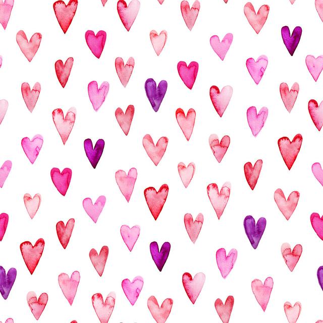 Seamless Pattern With Pink Watercolor Hearts. Ebern Designs Size: 122cm H x 122cm W x 3.8cm D on Productcaster.