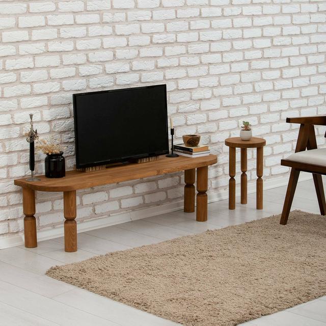 TV stand Dgrimald, Living room sideboard, Low cabinet for TV, Equipped wall base, 140x35h40 cm, Oak Brayden Studio on Productcaster.