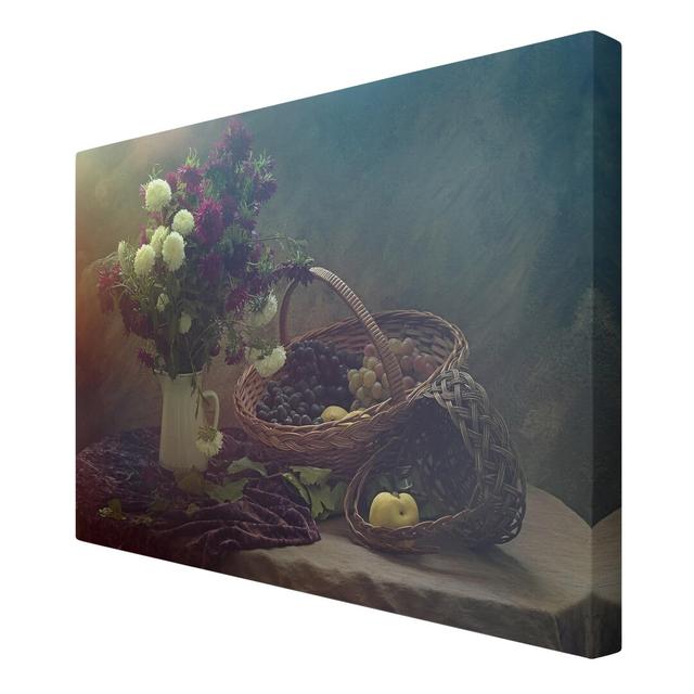 Still Life Flower Vase - Wrapped Canvas Graphic Art Print East Urban Home Size: 60cm H x 90cm W x 2cm D on Productcaster.