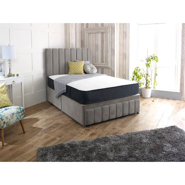 Divan Bed Set Fairmont Park Storage Type: 2 Drawers (Same Side), Size: Single (3'), Colour: Silver on Productcaster.