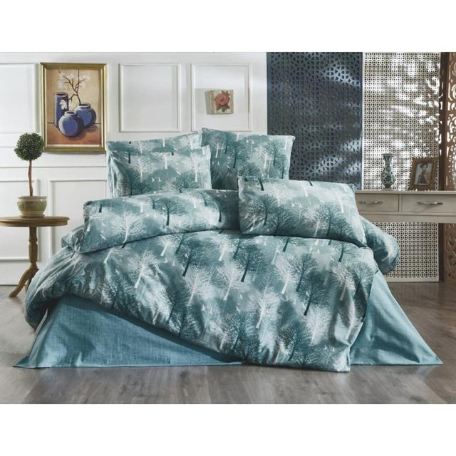 Floral [EU ONLY] Duvet Cover Set with Pillowcases Mani Textile Size: 220 x 240 cm - 2 Pillowcases (65 x 65 cm), Colour: Green on Productcaster.