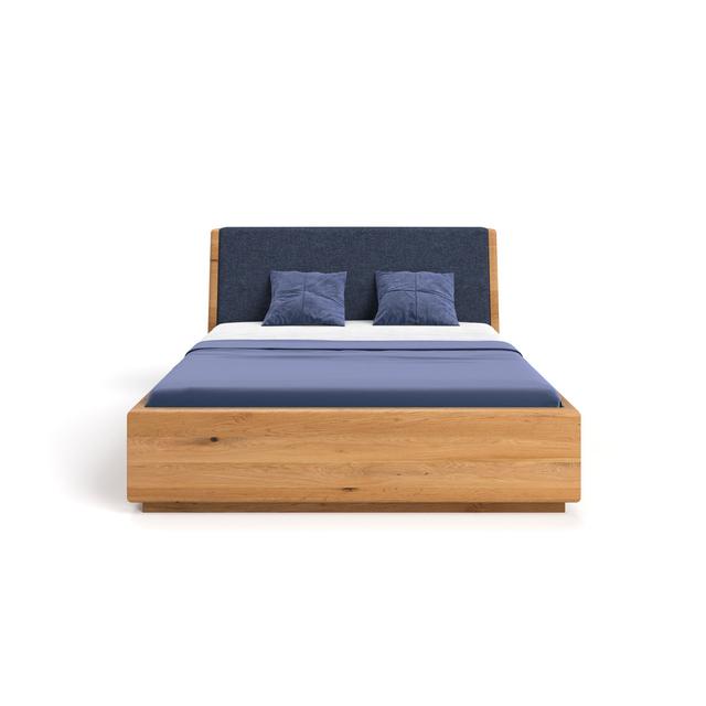 Luxuriöses Premiumbett aus massivem Eichenholz Annette Mit Bettkasten Foundstone Größe: 140 x 220 cm, Farbe: Blau on Productcaster.