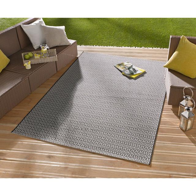 In- und Outdoor Teppich Meadow - Wetterfest Muster für Balkon Terrasse Garten Schwarz Northrugs Teppichgröße: Rechteckig 240 x 340cm on Productcaster.