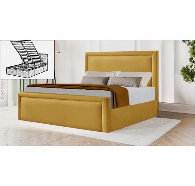 Milan Storage Bed Brayden Studio Colour: Yellow Mustard, Size: Kingsize (5') on Productcaster.