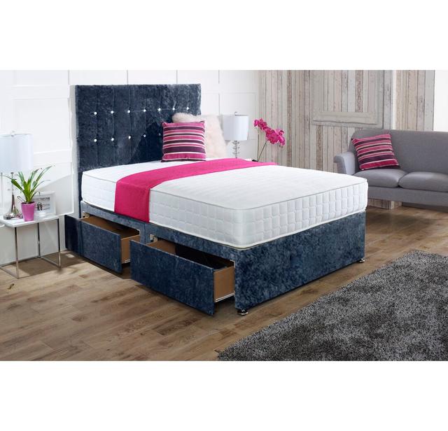 Jeanette Divan Bed Set Fairmont Park Size: Small Double (4'), Colour: Slate Grey, Storage Type: 2 Drawers (Foot End) on Productcaster.