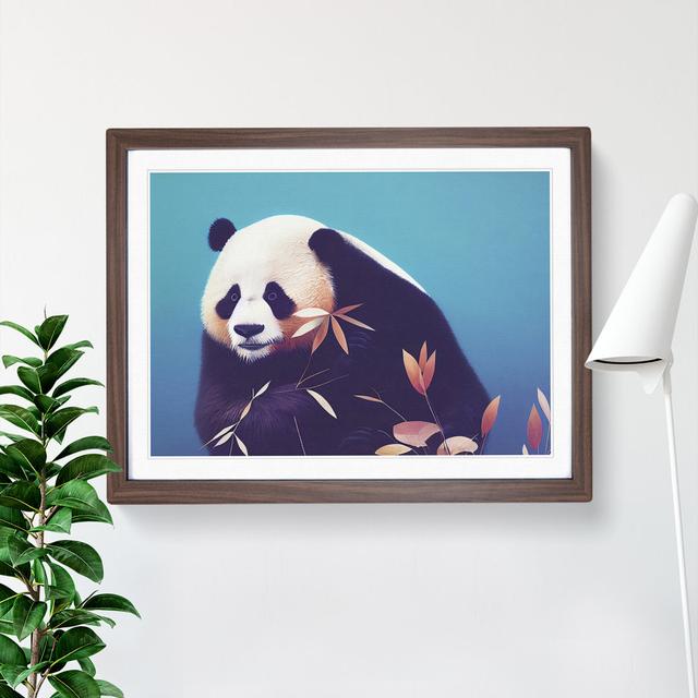 Head Turning Panda - Picture Frame Graphic Art 17 Stories Size: 46cm H x 64cm W, Frame Colour: Brown on Productcaster.