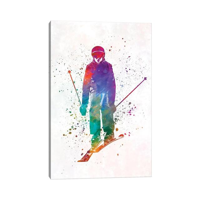 Woman Skier Skiing Jumping 01 In Watercolor Latitude Run Size: 45.72cm H x 30.48cm W x 1.91cm D on Productcaster.