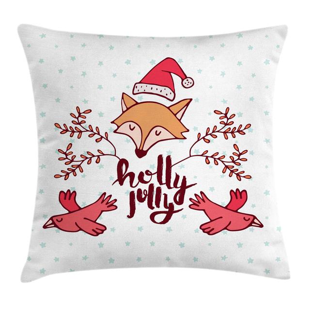 Kissenbezug, Holly Jolly Weihnachts Fox, Weihnachten, Dark Pink und Mehrfarbig Die Saisontruhe on Productcaster.