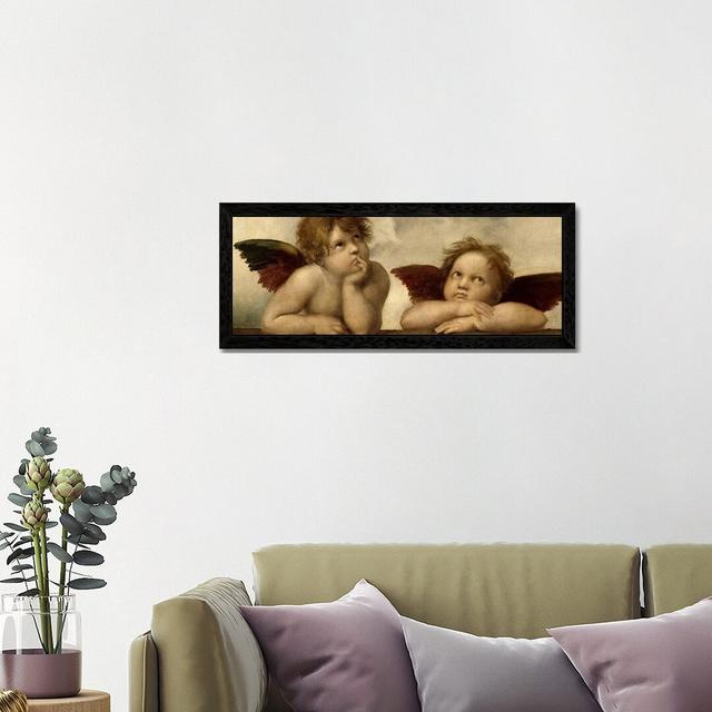 The Two Angels by Raphael - Floater Frame Panoramic Painting on Canvas Astoria Grand Frame Option: Black, Size: 30cm H x 91cm W x 4cm D on Productcaster.