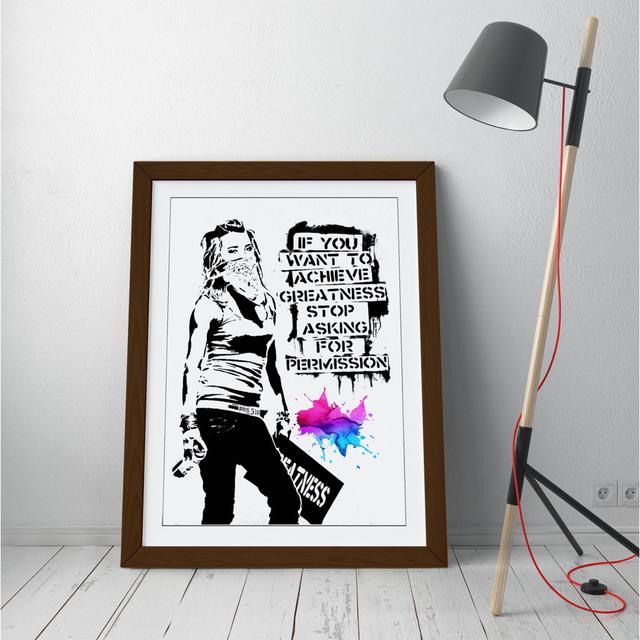 Banksy Style Varnished Achieve Greatness Framed Wall Art Picture Print - A3 - Black Frame Maturi Size: 89cm H x 64cm W x 2cm D, Frame Colour: Brown Fr on Productcaster.