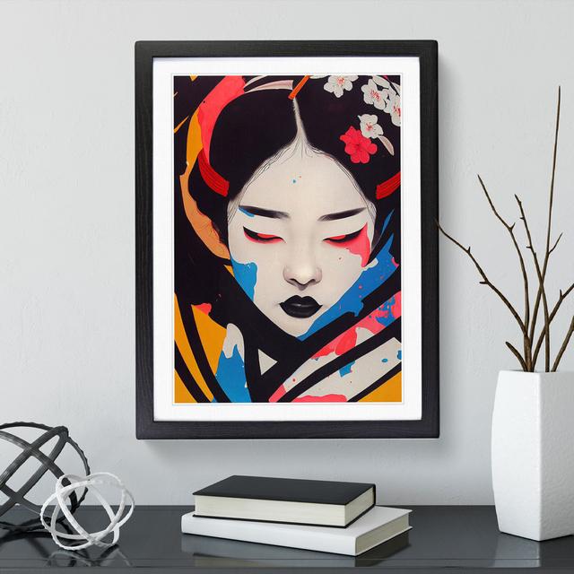 Geisha Drip No.1 - Single Picture Frame Painting ClassicLiving Size: 46cm H x 34cm W x 2cm D, Frame Colour: Black on Productcaster.