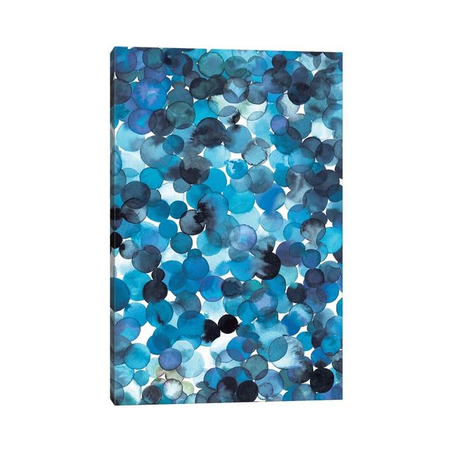 Overlapped Watercolour Dots Blue by Ninola Design - Wrapped Canvas Painting Metro Lane on Productcaster.