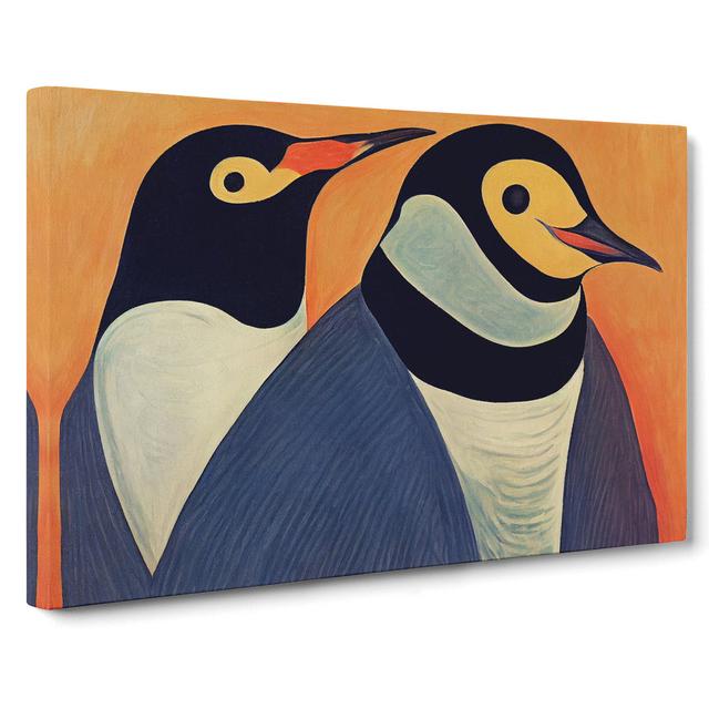 Vintage Penguin Art Abstract - Wrapped Canvas Painting Marlow Home Co. Size: 50cm H x 76cm W x 3cm D on Productcaster.