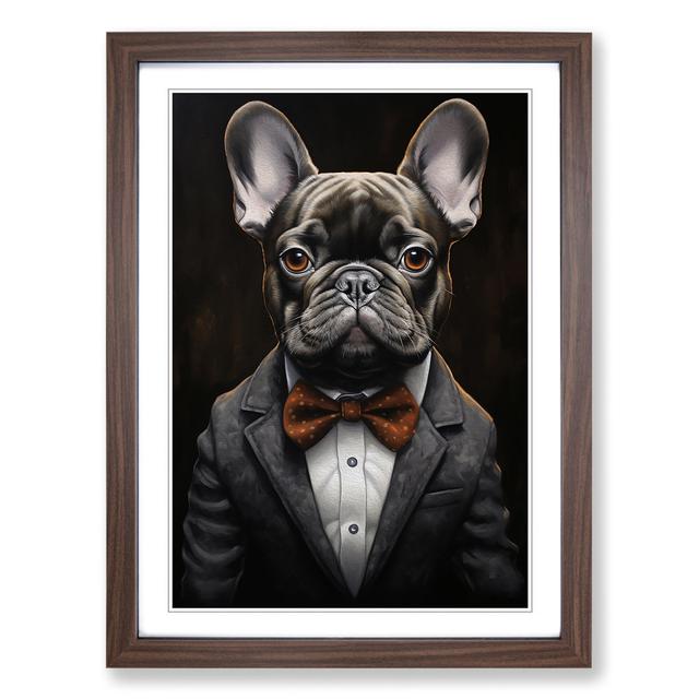 French Bulldog in a Suit Painting No.4 Happy Larry Format: Walnut Framed, Size: 46cm H x 34cm W on Productcaster.