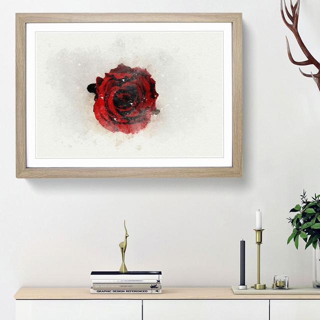 Red Rose in Bloom in Abstract - Picture Frame Graphic Art Print East Urban Home Frame Option: Oak Framed, Size: 48cm H x 65cm W x 2cm D on Productcaster.