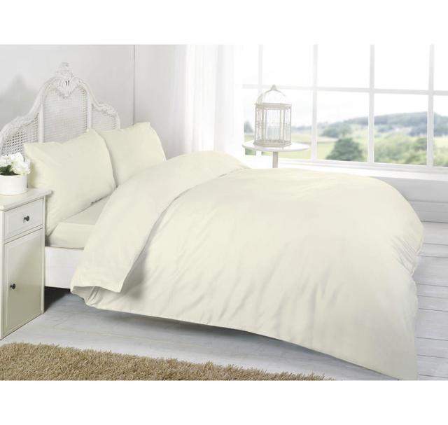 Kalos 100% Cotton Flatweave Fitted Sheet White Noise Size: Single (16"), Colour: Cream on Productcaster.