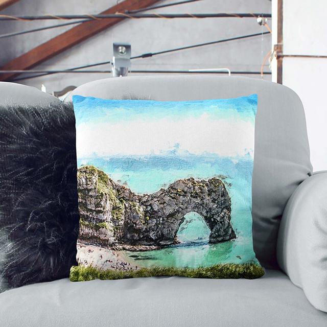 Durdle Door Cliffs in Dorset Cushion with Filling East Urban Home Backing Colour: Black, Size: 40cm H x 40cm W x 15cm D on Productcaster.