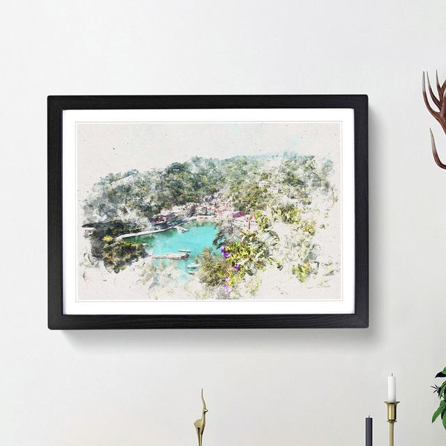 Portofino in Italy Watercolour - Picture Frame Graphic Art Print East Urban Home Size: 62cm H x 87cm W x 2cm D, Frame Option: Black Framed on Productcaster.