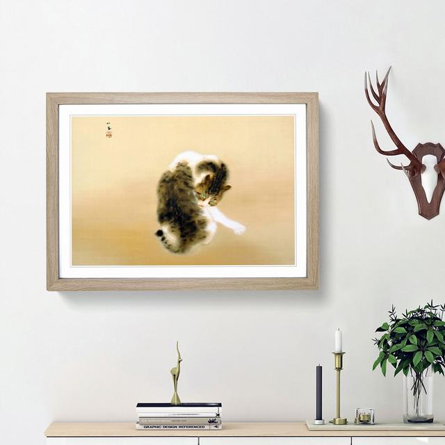 Cat Grooming Itself by Takeuchi Seiho - Picture Frame Graphic Art Print East Urban Home Frame Option: Oak Framed, Size: 27cm H x 36cm W x 2cm D on Productcaster.