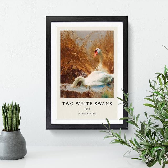 Two White Swans by Bruno Liljefors - Picture Frame Art Prints East Urban Home Size: 36cm H x 27cm W x 2cm D, Frame Option: Black on Productcaster.