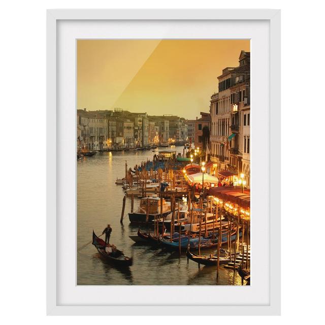 Grand Canal of Venice - Picture Frame Photograph Print on Paper East Urban Home Rahmenoptionen: Matt white, Size: 100 cm H x 70 cm W on Productcaster.