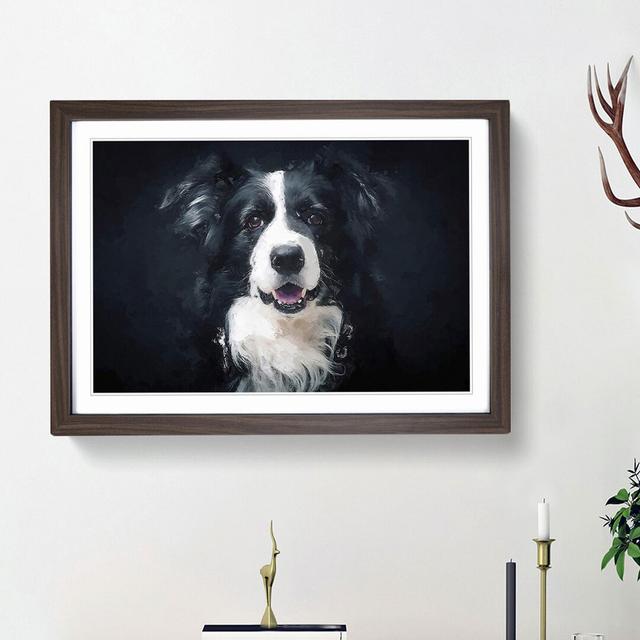 Border Collie Dog in Abstract - Picture Frame Painting Print on MDF East Urban Home Size: 27cm H x 36cm W x 2cm D, Frame Option: Walnut Framed on Productcaster.