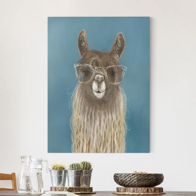 Llama with Glasses III - Wrapped Canvas Painting Zoomie Kids Size: 100cm H x 75cm W on Productcaster.