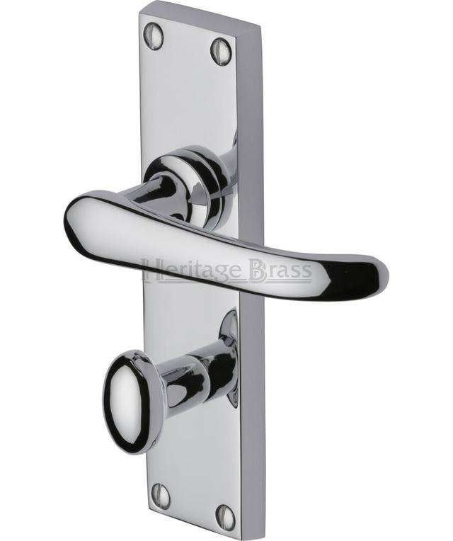 Windsor Bathroom Door Handle (Set of 2) Heritage Brass Finish: Polished Chrome on Productcaster.