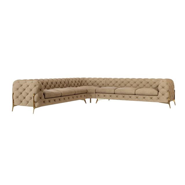 Chesterfield Anca Corner Sofa Canora Grey Upholstery Colour: Beige on Productcaster.