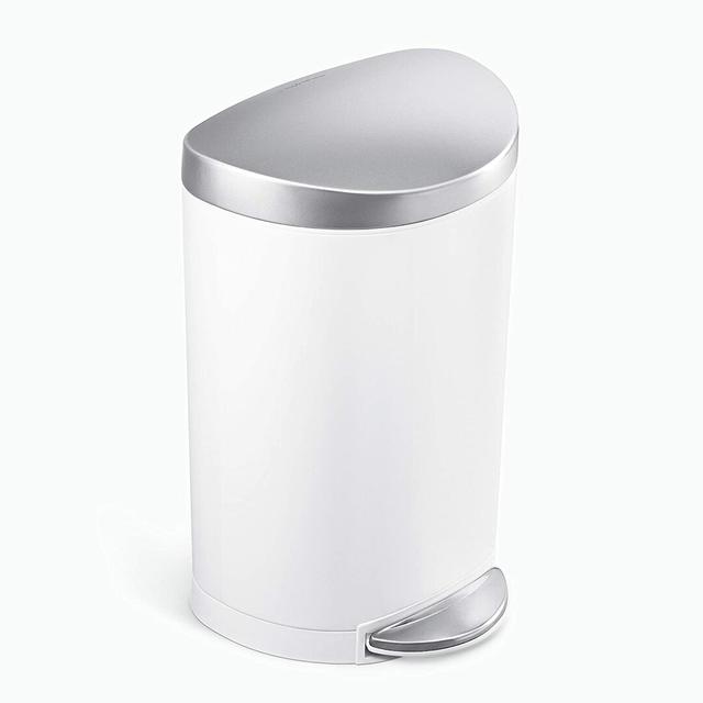 Simplehuman 10L Semi-Round Pedal Bin simplehuman Colour: White on Productcaster.