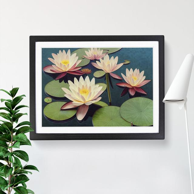 Beautiful Water Lily Flowers - Single Picture Frame Print World Menagerie Frame Colour: Black Frame, Size: 34cm H x 46cm W x 2cm D on Productcaster.