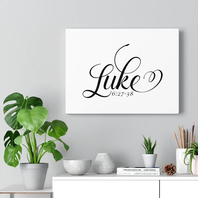 Luke 6:27-38 - Wrapped Canvas Typography Blue Elephant Size: 46cm H x 61cm W on Productcaster.