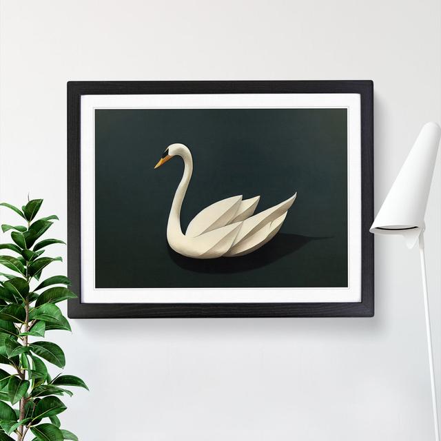 Intense Swan - Picture Frame Graphic Art Rosdorf Park Frame Colour: Black, Size: 34cm H x 46cm W x 2cm D on Productcaster.