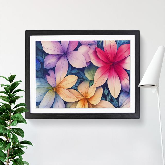 Exquisite Watercolour Flowers - Single Picture Frame Print Marlow Home Co. Size: 25cm H x 34cm W x 2cm D, Frame Colour: Black Framed on Productcaster.