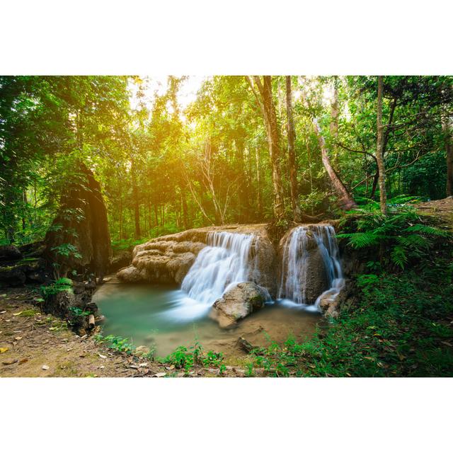 Franko Waterfall in the Forest - Wrapped Canvas Photograph Alpen Home Size: 30cm H x 46cm W x 3.8cm D on Productcaster.