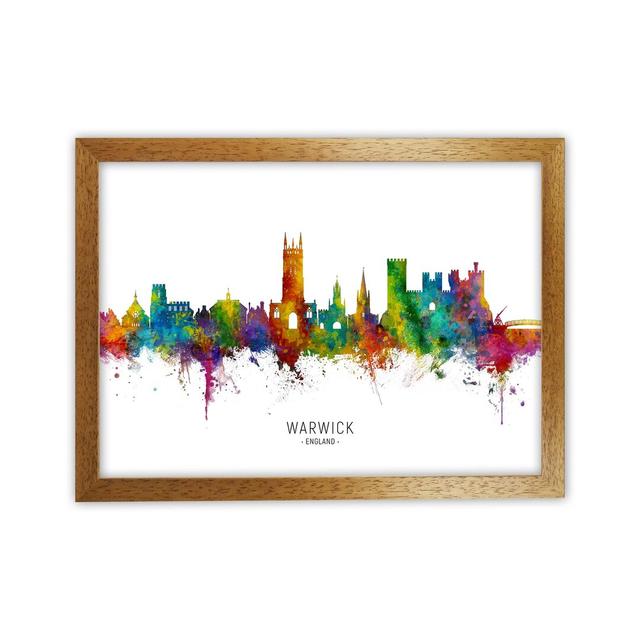 Warwick England Skyline by Michael Tompsett - Print Latitude Run Size: 64cm H x 88cm W x 3cm D, Format: Brown Framed on Productcaster.